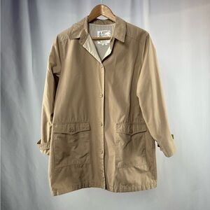 Vintage London Fog Khaki Button Front Jacket Women's 14 Reg Pockets